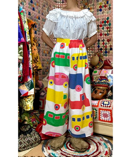 marimekko bo-boo super wide leg pants（70s fabric）B