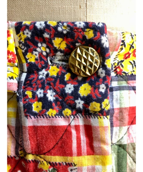70s patchwork print quilted skirt