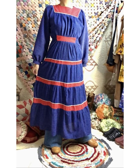 70's polka dots tiered dress