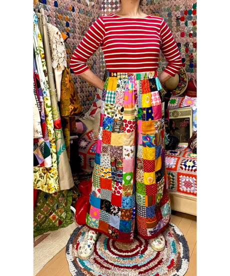 patchwork super wide leg pants