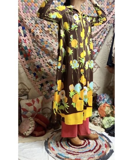70's flower easy dress