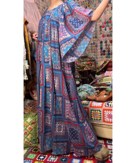70s scarf print dress