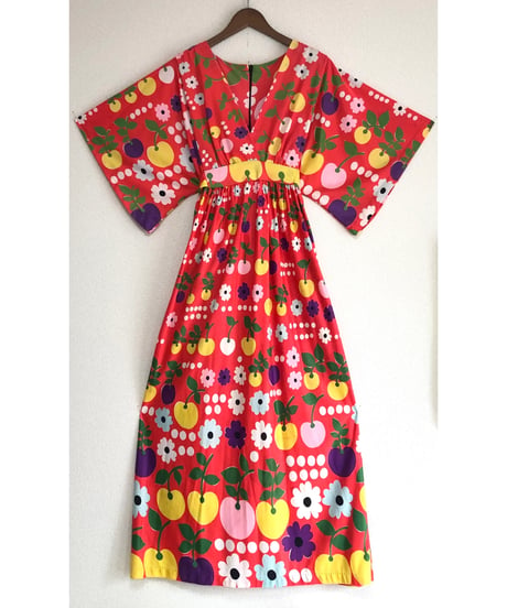70s fruits and flower dress