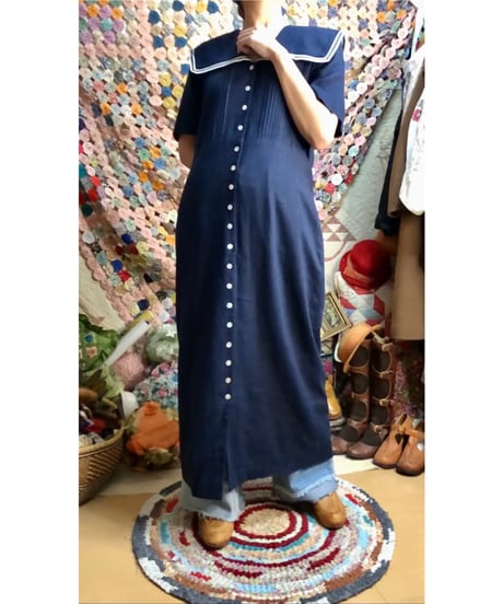 sailor collar linen dress