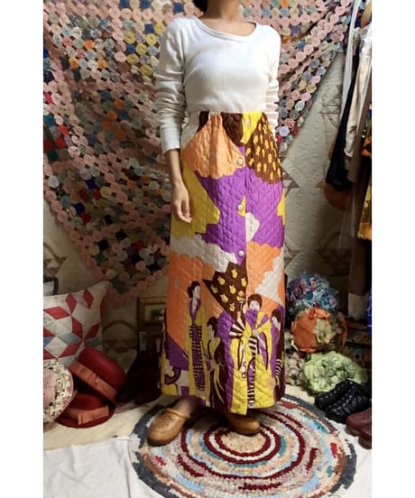 oriental print quilting skirt