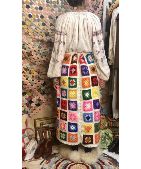 granny square skirt white