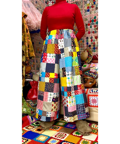 70s patchwork wide leg pants