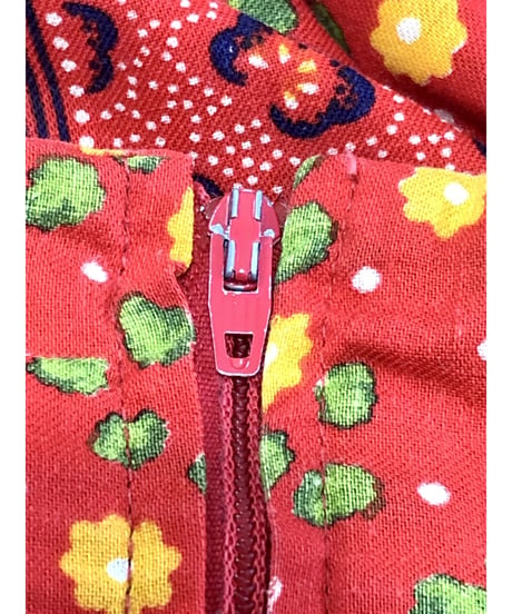 70's flower cotton one-piece