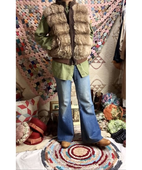 70-80's hansa branta by stearns faux fur down vest