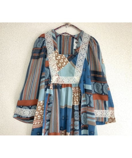 70's patchwork print dress
