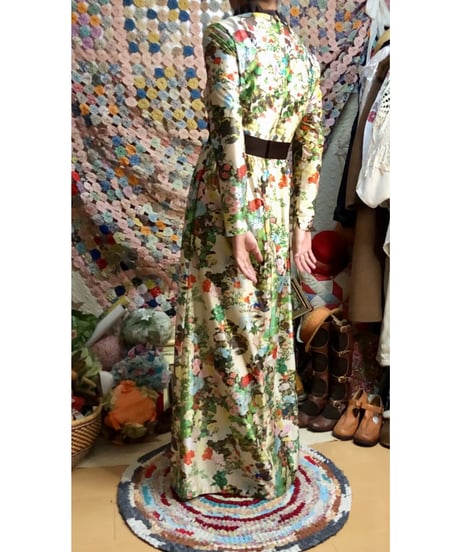 60-70s floral oriental dress