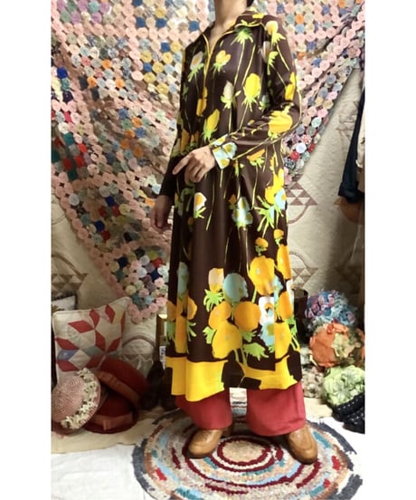 70's flower easy dress