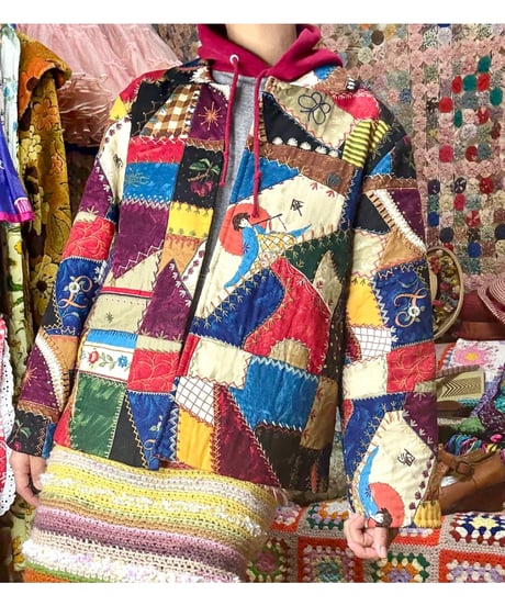 unique crazy quilt print jacket