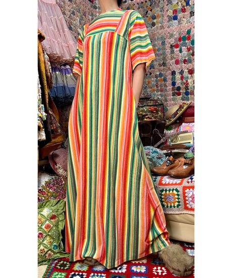 70s stripe pile dress