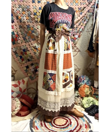 70's patchwork print skirt