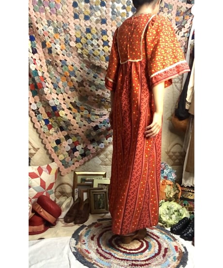 70's flower cotton one-piece