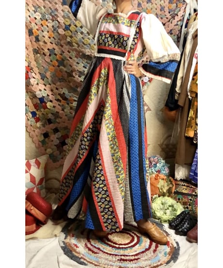 70's patchwork print one-piece