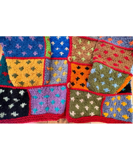 patchwork design ecuador knit cardigan