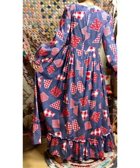 70s patch print dress