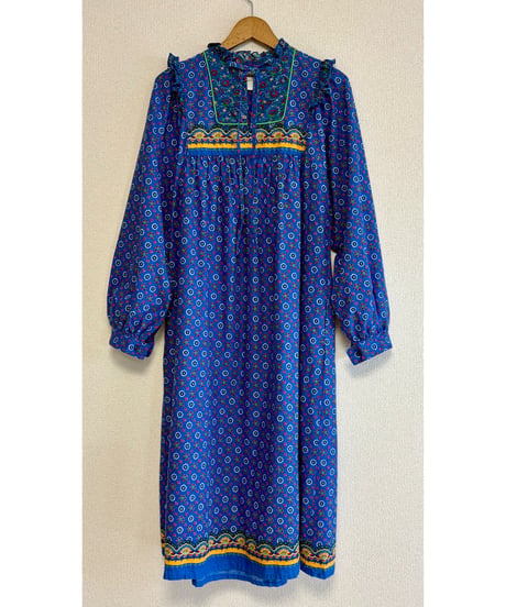 70s botanical print cotton dress