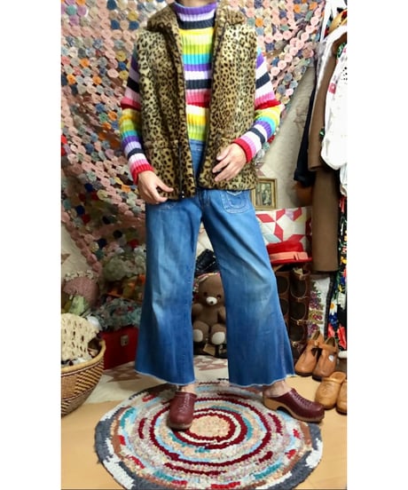 80s faux fur leopard vest