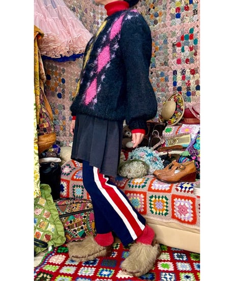 70s diamond motif mohair knit