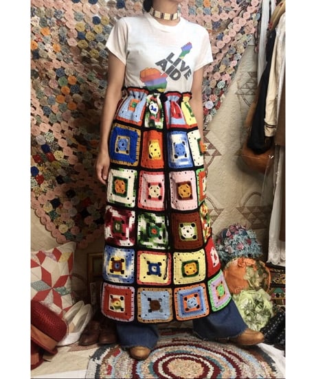 granny square skirt black