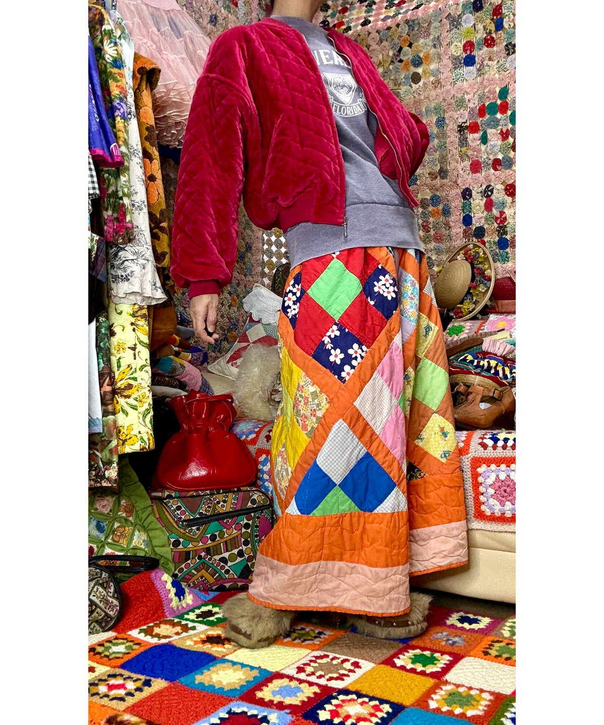 80s quilted velours jacket | Quilt