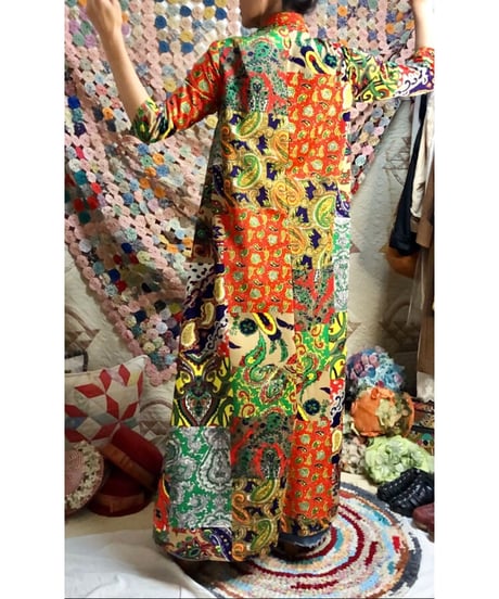 patchwork print paisley dress