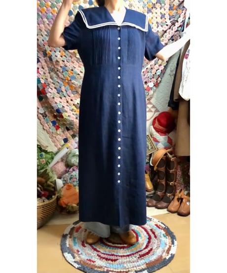 sailor collar linen dress