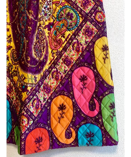 70s paisley quilting skirt
