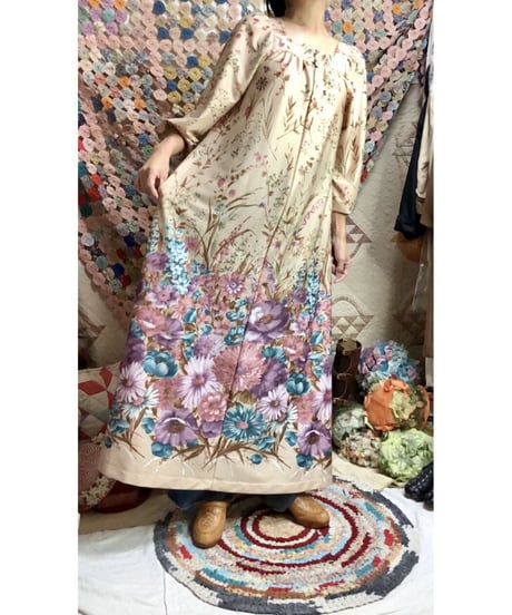 70's botanical flower print dress