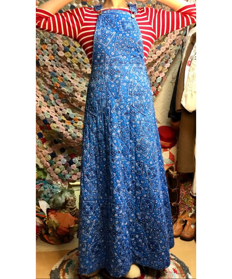 70s bandana print quilting salopette