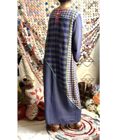 plaid beads rayon dress