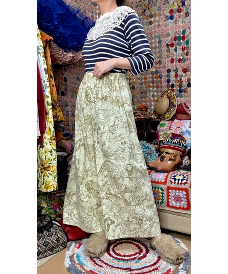animal jungle super wide leg pants（70s fabric）