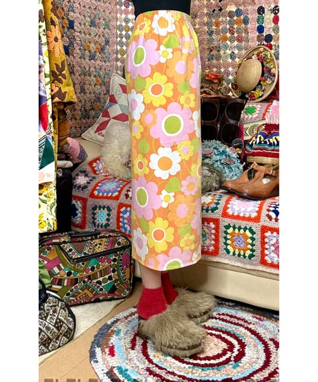flower print gaucho pants（70s fabric）A