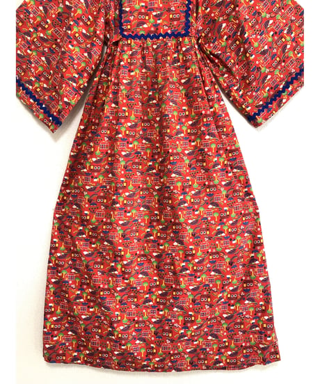 70's house print cotton dress