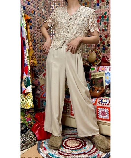 80s cut work lace jump suit