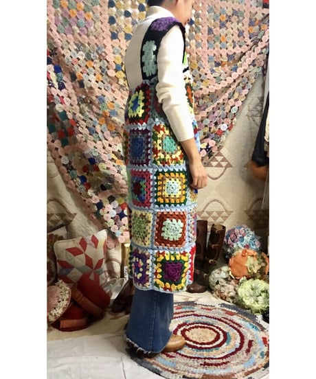 granny square one-piece blue
