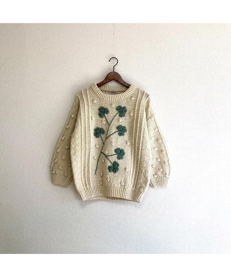 ireland hand knit shamrock motif sweater