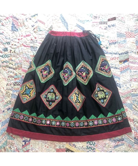 hand embroidered mirror work skirt