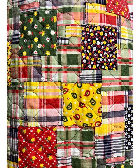70s patchwork print quilted skirt