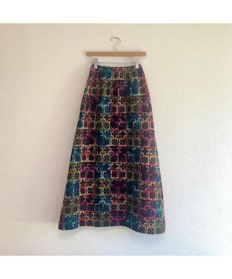 1960-70's embroidered quilting skirt