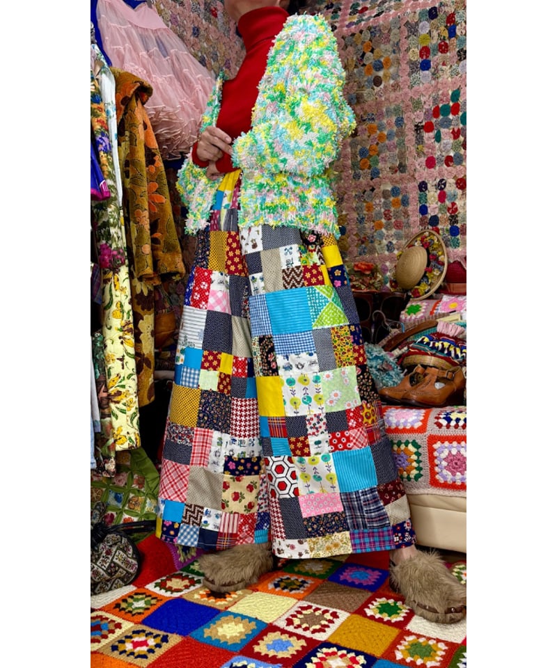 70s patchwork wide leg pants | Quilt