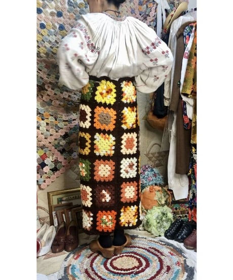 granny square skirt brown