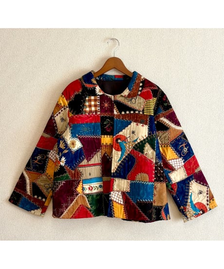 unique crazy quilt print jacket