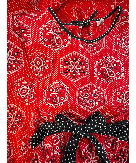 70s design house bandanna print apron dress
