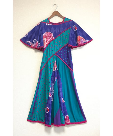 80s flare sleeve Jeanne marc dress