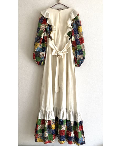 70's patchwork print apron dress