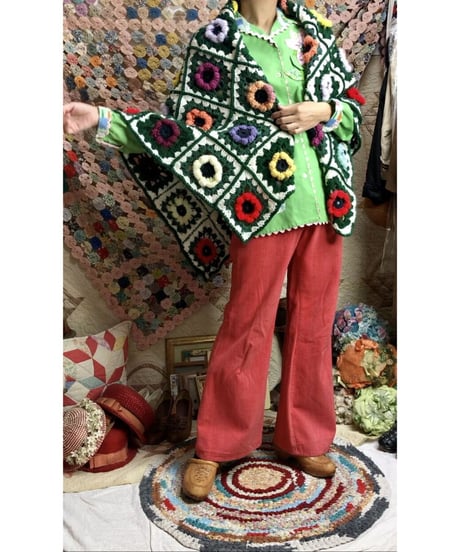3D granny square flower blanket